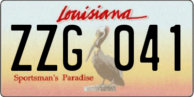 LA license plate ZZG041