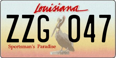 LA license plate ZZG047