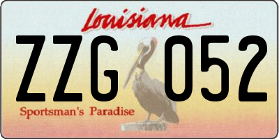 LA license plate ZZG052