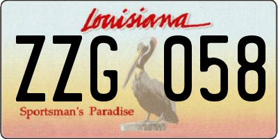 LA license plate ZZG058