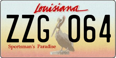 LA license plate ZZG064