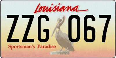 LA license plate ZZG067