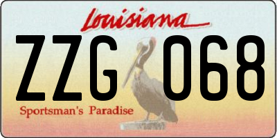 LA license plate ZZG068