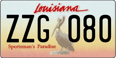 LA license plate ZZG080
