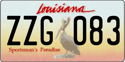 LA license plate ZZG083