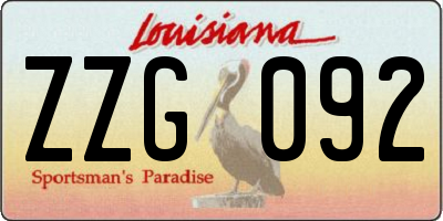 LA license plate ZZG092