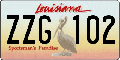 LA license plate ZZG102