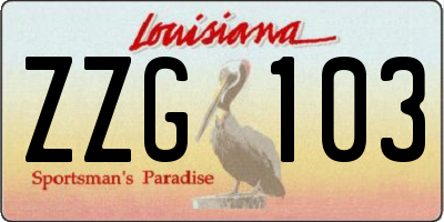 LA license plate ZZG103