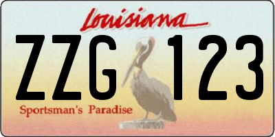 LA license plate ZZG123