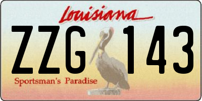 LA license plate ZZG143