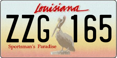 LA license plate ZZG165