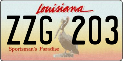 LA license plate ZZG203