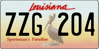 LA license plate ZZG204