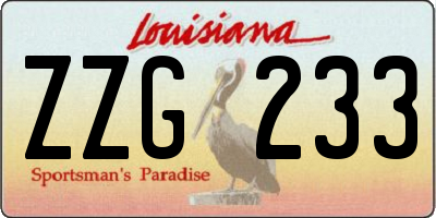 LA license plate ZZG233