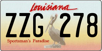 LA license plate ZZG278