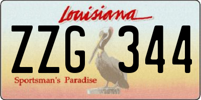 LA license plate ZZG344