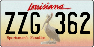 LA license plate ZZG362