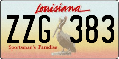 LA license plate ZZG383