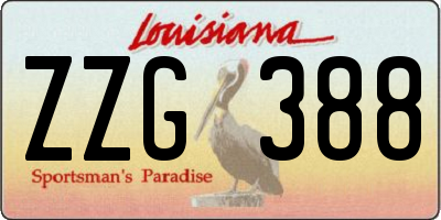 LA license plate ZZG388