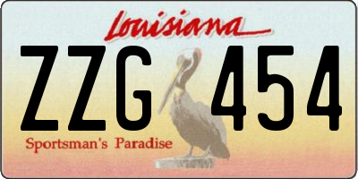 LA license plate ZZG454