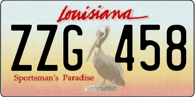 LA license plate ZZG458