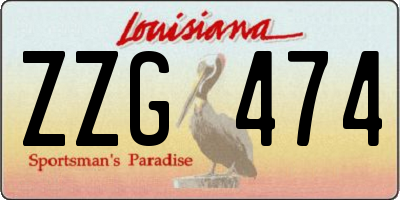 LA license plate ZZG474