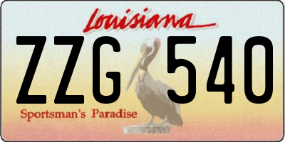 LA license plate ZZG540