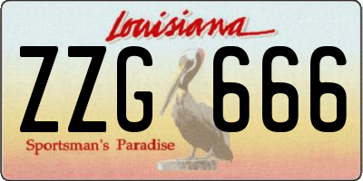 LA license plate ZZG666