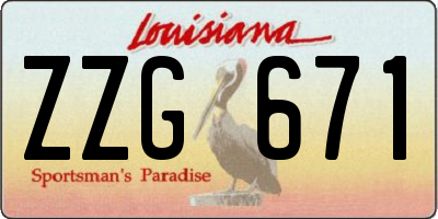 LA license plate ZZG671