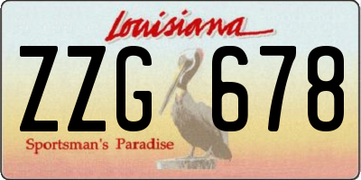 LA license plate ZZG678