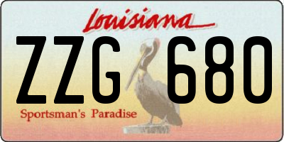 LA license plate ZZG680