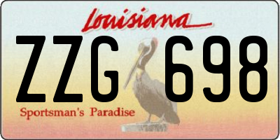LA license plate ZZG698