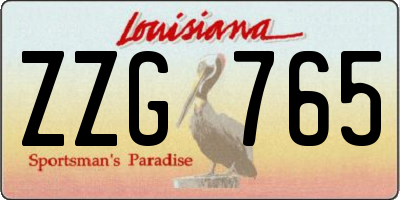 LA license plate ZZG765