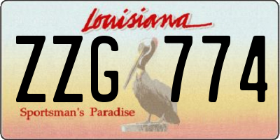 LA license plate ZZG774