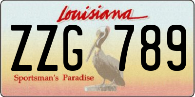 LA license plate ZZG789