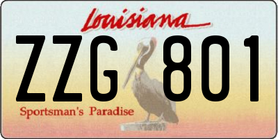 LA license plate ZZG801