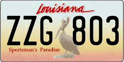 LA license plate ZZG803