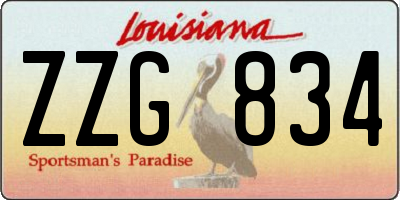 LA license plate ZZG834