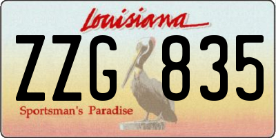 LA license plate ZZG835