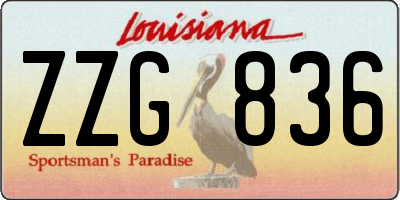 LA license plate ZZG836