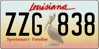 LA license plate ZZG838