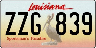 LA license plate ZZG839