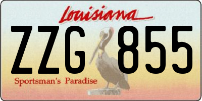 LA license plate ZZG855