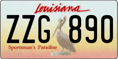 LA license plate ZZG890