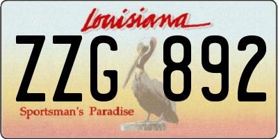 LA license plate ZZG892