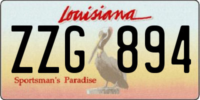 LA license plate ZZG894