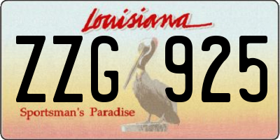 LA license plate ZZG925