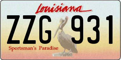 LA license plate ZZG931