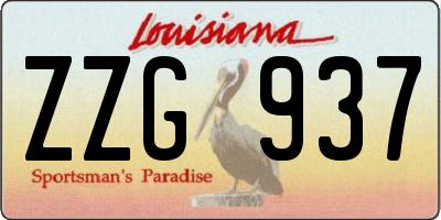 LA license plate ZZG937