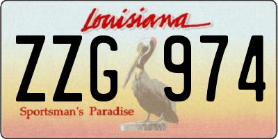 LA license plate ZZG974
